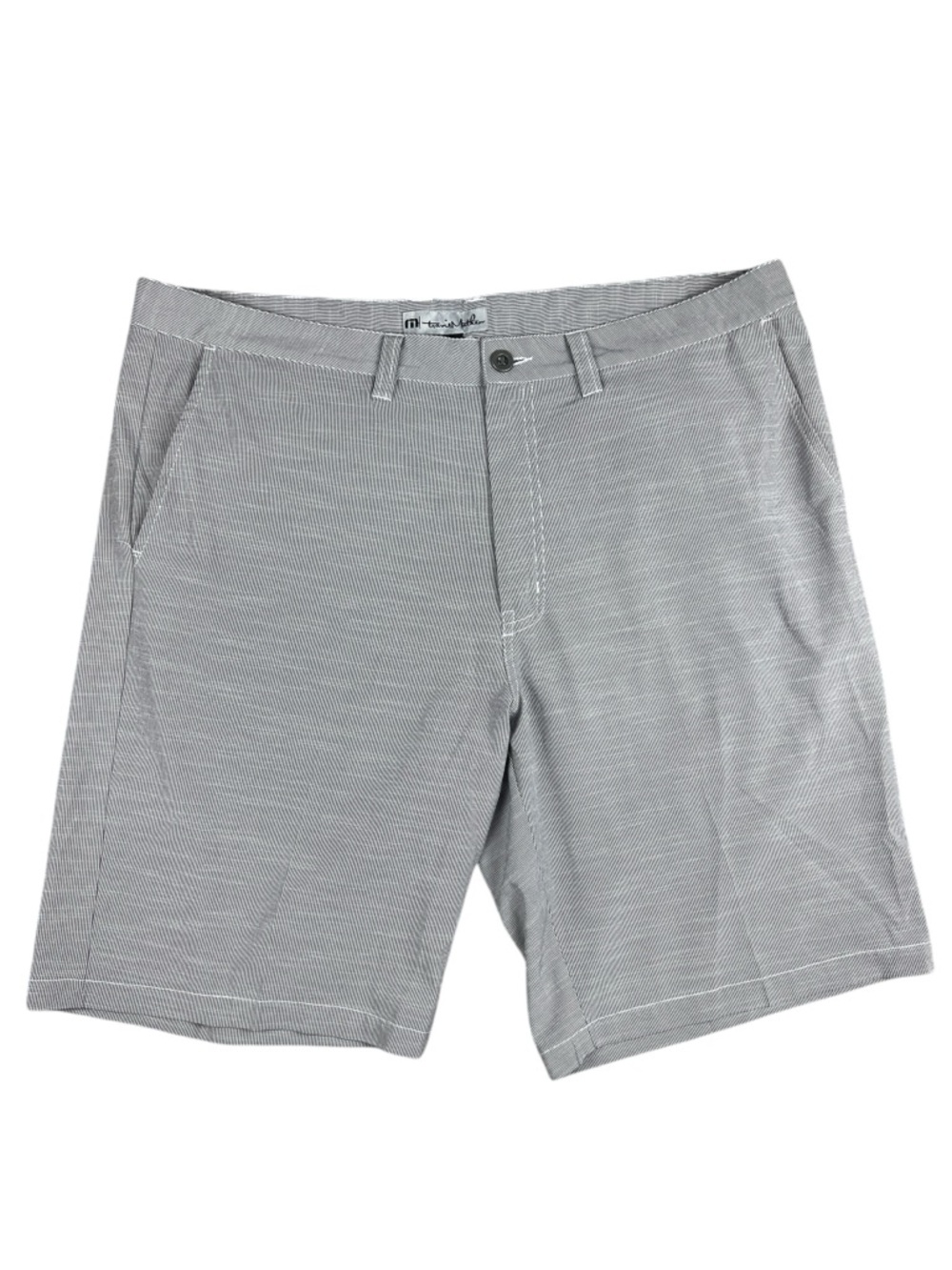 Travis Mathew Shorts Mens 40 Gray Pinstripes Golf‎ Casual Stretch Cotton Blend